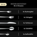 WMF Boston Besteckset 30-Teilig Für 6 Personen – Cromargan Edelstahl 18/10, Poliert Und Rostfrei, Spülmaschinenfest, Monobloc-Messer Mit Langlebiger Schärfe, Elegantes Essbesteck Für Alltag Und Gäste