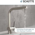 SCHÜTTE 79729 LONDON Niederdruck-Küchenarmatur in Edelstahl Mit Ausziehbarer Geschirrbrause, 360 Grad Schwenkbarer Wasserhahn Für Die Küche, Mischbatterie Mit Einhebelmischer, Spültischarmatur