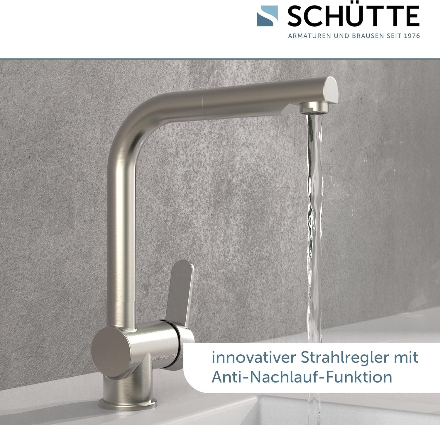SCHÜTTE 79729 LONDON Niederdruck-Küchenarmatur in Edelstahl Mit Ausziehbarer Geschirrbrause, 360 Grad Schwenkbarer Wasserhahn Für Die Küche, Mischbatterie Mit Einhebelmischer, Spültischarmatur