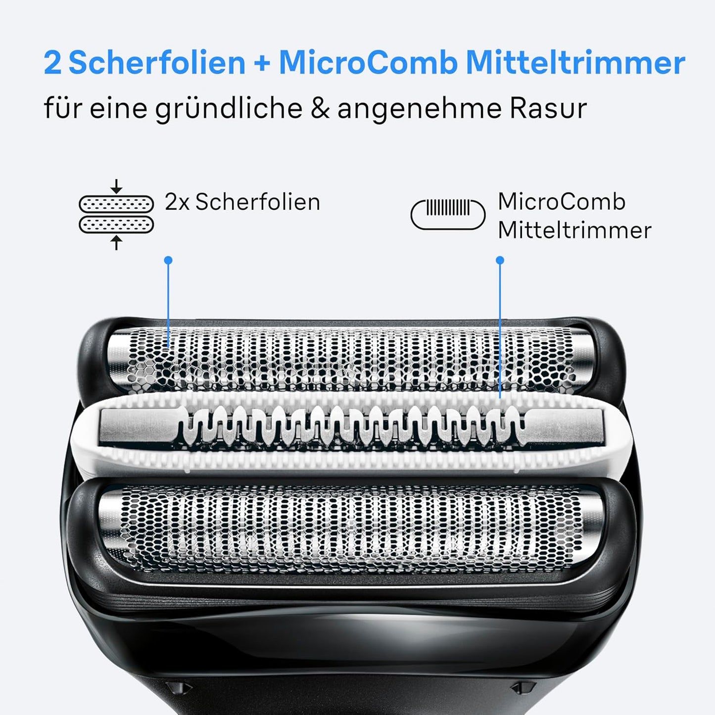 Braun Series 3+ Rasierer Herren Elektrisch, Elektrorasierer, 3 Flexible Klingen, Rasierapparat, Effizienter Microcomb Mitteltrimmer, Präzisionstrimmer, Nass- & Trockenrasierer Für Männer, 3040Si, Blau