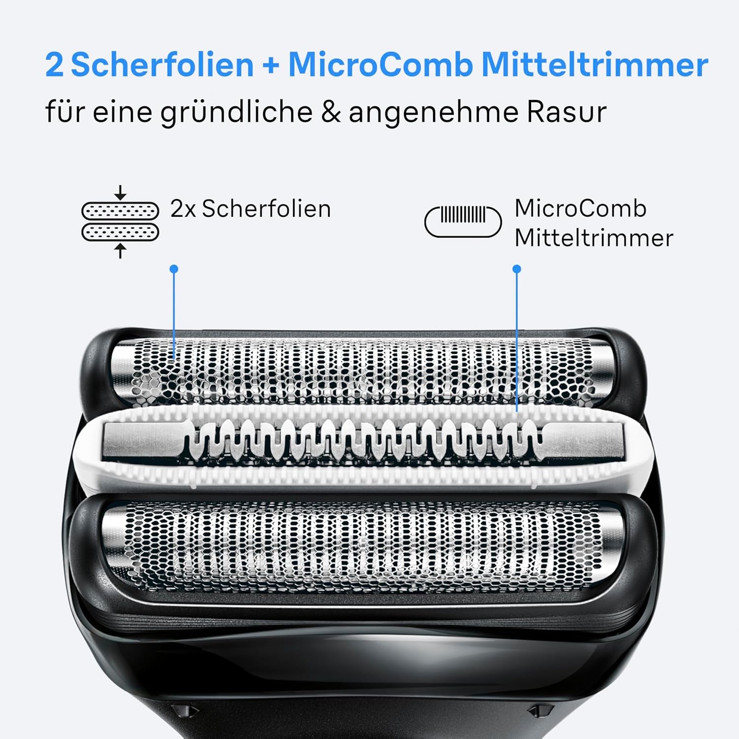 Braun Series 3+ Rasierer Herren Elektrisch, Elektrorasierer, 3 Flexible Klingen, Rasierapparat, Effizienter Microcomb Mitteltrimmer, Präzisionstrimmer, Nass- & Trockenrasierer Für Männer, 3040Si, Blau