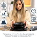 Steingut Geschirrset 6 Personen Ibiza 24 Tlg. TESTSIEGER, Traumhaftes Mediterranes Steingut Geschirr Set, Schüssel- Und Teller Set, Tafelservice 6 Personen, Geschirrsets Pure Living in Grau