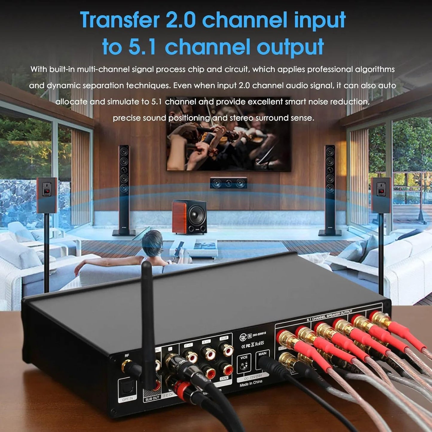 Nobsound Hifi 5.1 Kanal Bluetooth Verstärker Stereo Heimkino Power Amp Subwoofer Verstärker Audio Amplifier