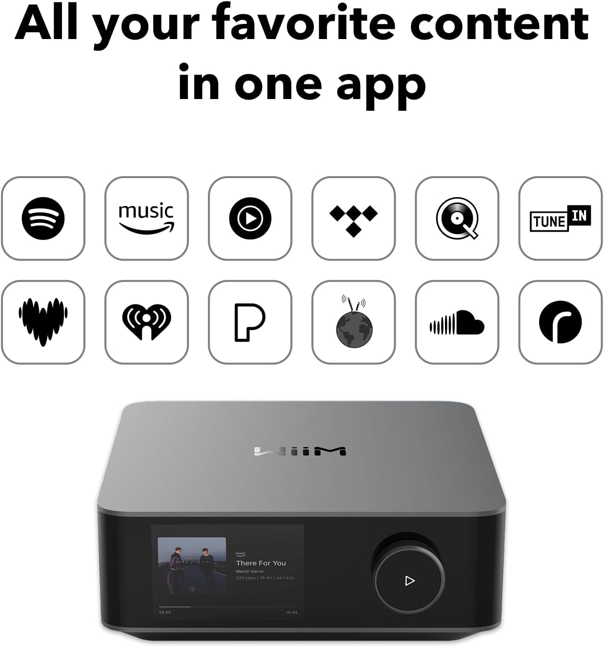 Wiim Amp Ultra Mit Voice Remote 2 | 100W Streaming-Verstärker Mit ESS ES9039Q2M DAC & Dual TI TPA3255 Amps | Integrierter Roomfit EQ & Touchscreen | HDMI ARC, Optisch, Rca-Eingänge | Space Grau