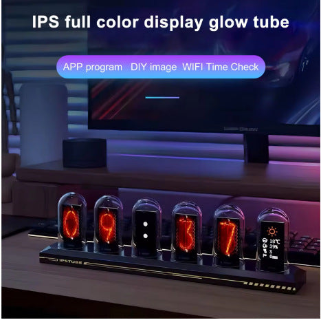 RGB Digital Tube Clock LED Glow IPS Color Screen DIY Analog Digital Tube Night Light Game Desktop Home Decoration