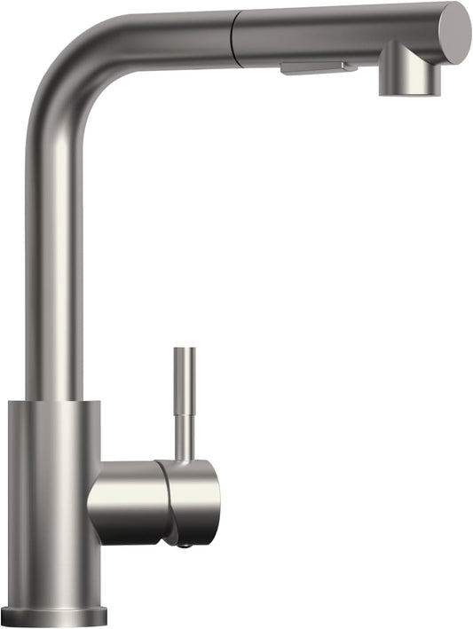 Hochdruck Wasserhahn Küche Ausziehbar, SEMANEY 2 Modi Küchenarmatur Mit Brause Ausziehbar, 360° Schwenkbar Spültischarmatur Mischbatterie Küche, L Form Einhebelmischer Armatur Küche, Gebürstet