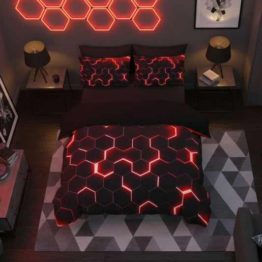 Bettbezug 240 X 260 Cm, Wabenmuster, Moderne Bettwäsche Für Doppelbett, Für Junge Jungen, Mädchen, Geometrisches Bettwäsche-Set, Mit 2 Kissenbezügen, 65 X 65 Cm