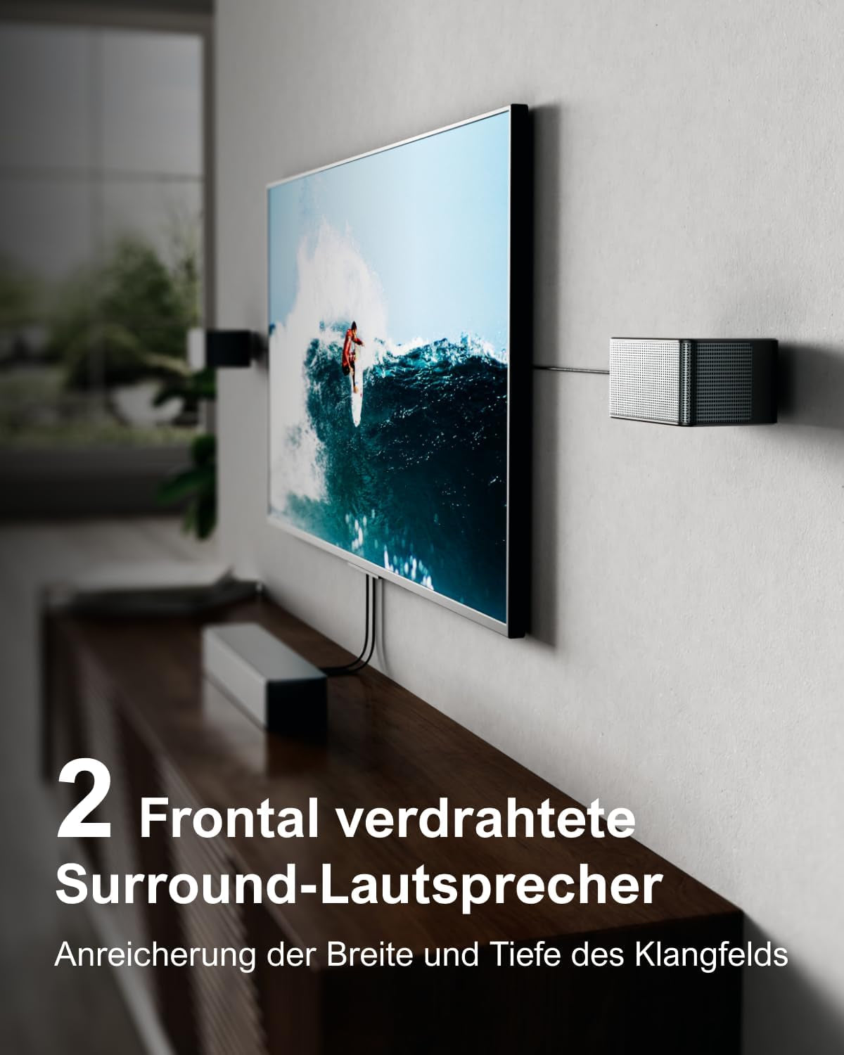 ULTIMEA 7.1 Surround Sound System Für TV Mit Dolby Atmos, App Steuerung, 4 Kabelgebundene Surround-Lautsprecher, 460W Soundbar Für Smart TV Mit Wireless Subwoofer, Heimkino Sound System, Poseidon D80