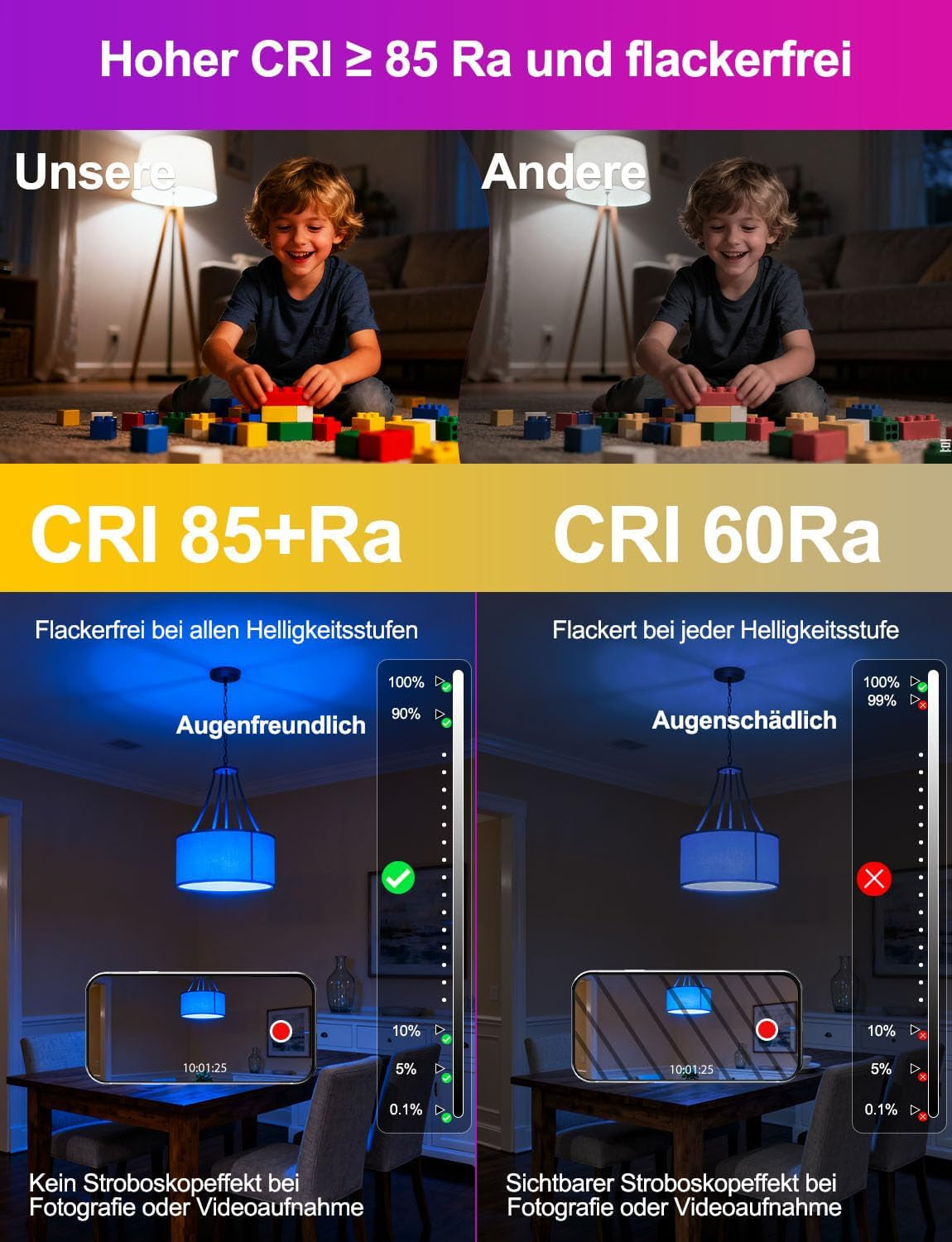 Ilc Alexa-Glühbirnen, Funktioniert Mit Alexa (Echo-Geräte Erforderlich), 12 W E27 Schraube, LED, Smart-Glühbirne, Farbwechsel, Farbtemperatur, Abstimmbar, 2700 K-6000 K + RGB (4 Stück)