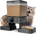 Oneisall 5L Futterautomat Katze 2 Näpfe, Katzenfutter Automat Mit Einem Knopf, Einfache Bedienung, Futterspender Für Katzen/Hunde, Mit Edelstahlschüssel, Voice Recorder, Für Kleine/Mittlere Haustiere
