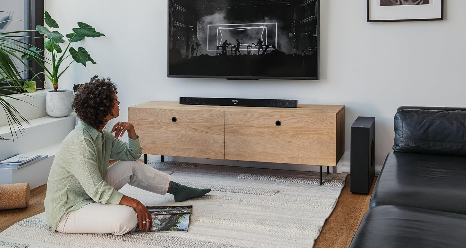 Teufel CINEBAR 11 Mk4-2.1 Dolby Atmos Soundbar Mit Kabellosem Platzsparender Subwoofer, Bluetooth, HDMI 3D ARC CEC, 4K Pass Through, Touch Panel - Schwarz