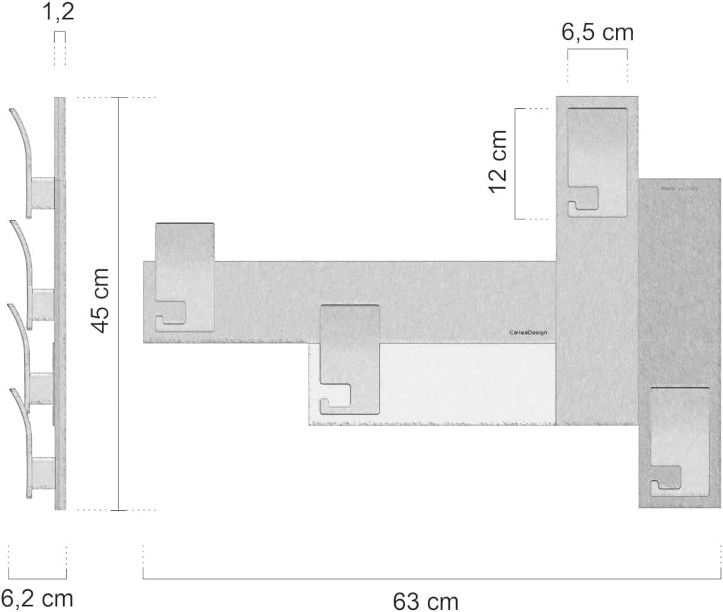 Calleadesign - Design Haken 80 Grau Wurzelholz - Stripes-Sammlung