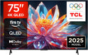 TCL 75T6C 75 Zoll QLED Fernseher, 4K UHD Fire TV, HDR10+, Dolby Vision & Atmos, Smart TV Mit Sprachsteuerung Mit Alexa, Google Cast & Airplay 2, HDMI 2.1