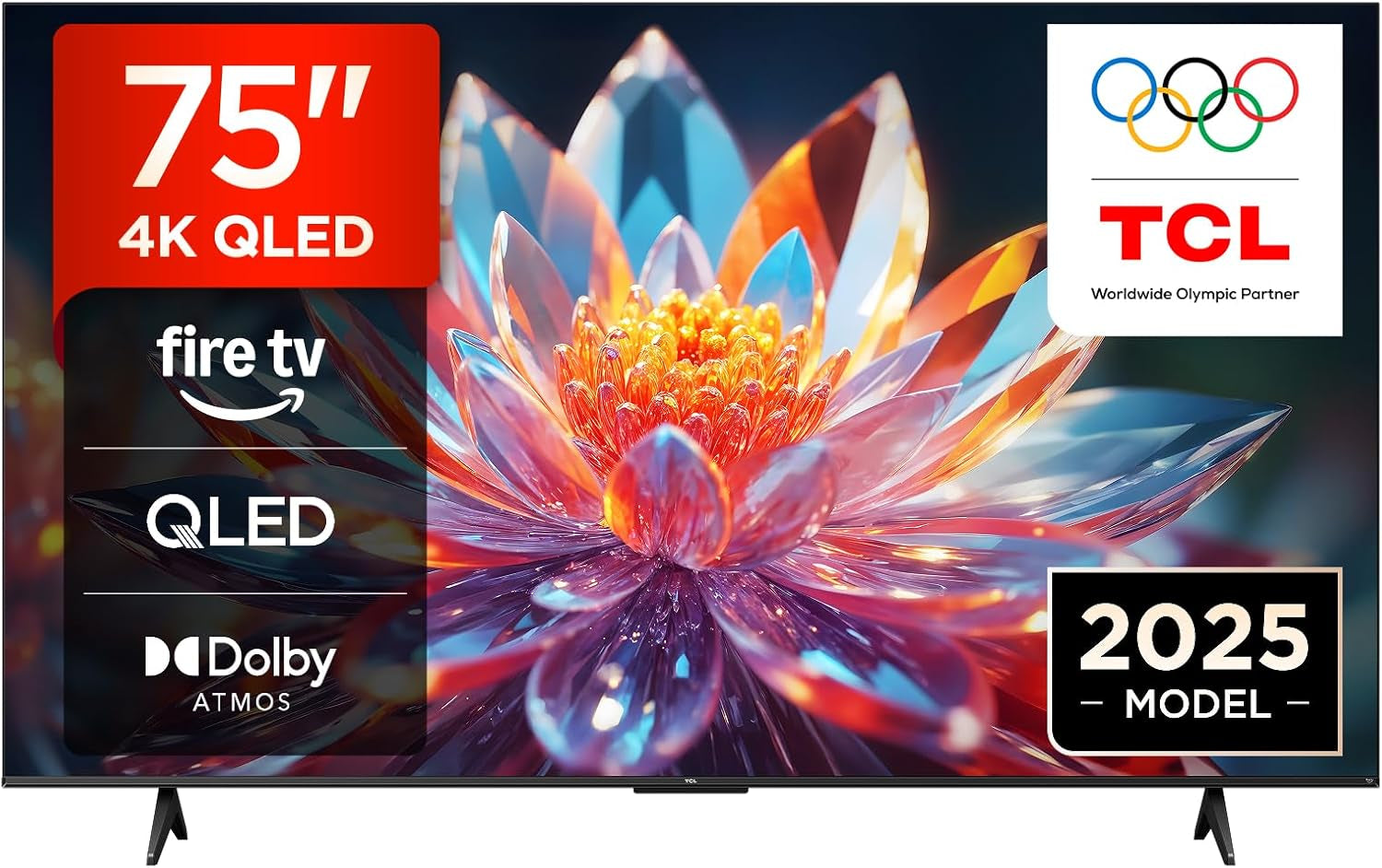 TCL 75T6C 75 Zoll QLED Fernseher, 4K UHD Fire TV, HDR10+, Dolby Vision & Atmos, Smart TV Mit Sprachsteuerung Mit Alexa, Google Cast & Airplay 2, HDMI 2.1