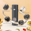 CIRCLE JOY Salz Und Pfeffermühlen Elektrische 2Er Set Batteriebetriebenen Gewürzmühle Mit Basis, Weißem Led-Licht Und Einstellbarer Grobheit, Schwarz