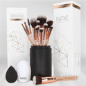 Niré Beauty Make-Up-Pinselset, 15-Teilig: Preisgekrönte Vegane Profi-Pinsel Mit Etui, Niré Make up Schwamm, Pinselreiniger, Guide & Geschenkschachtel