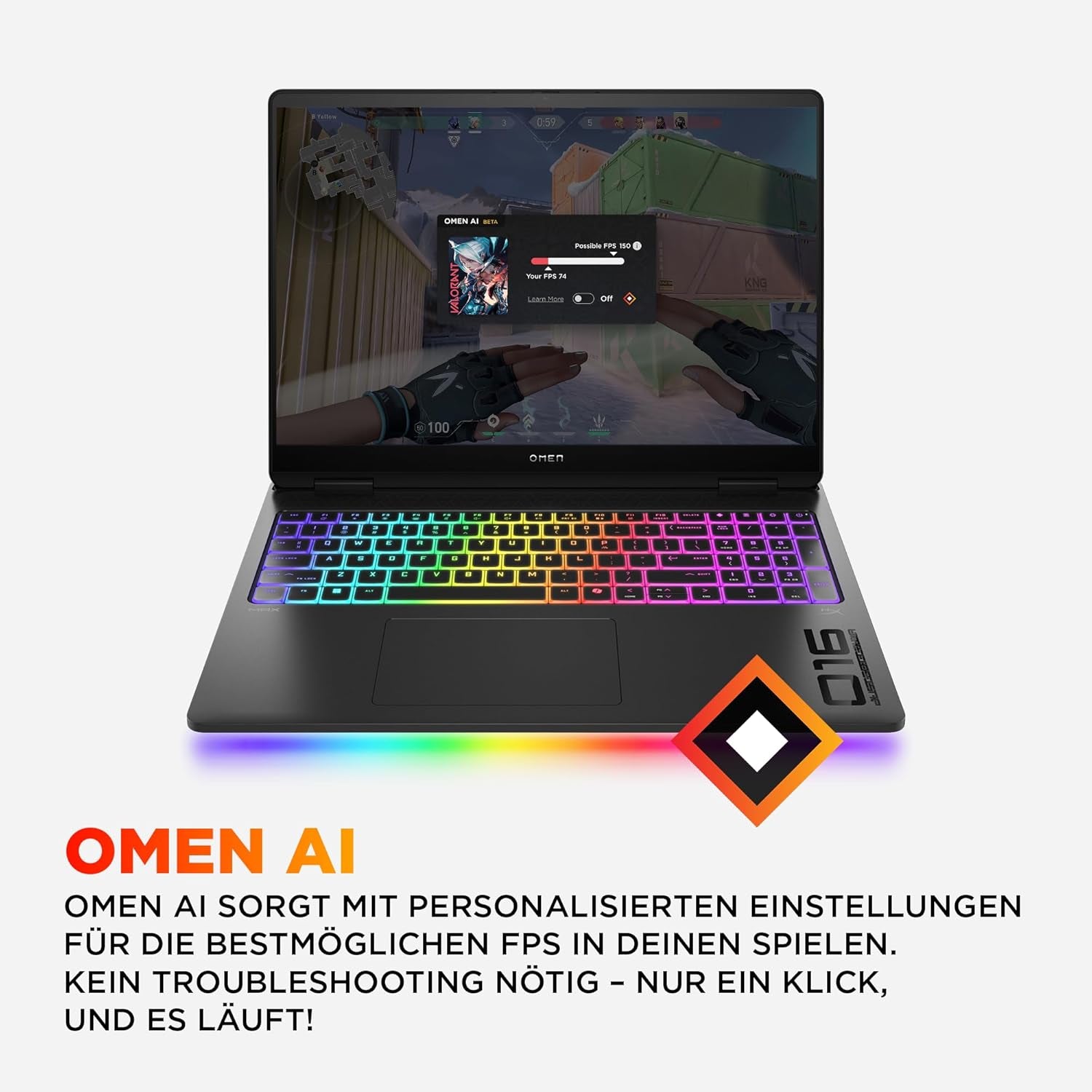 Omen MAX Gaming Laptop, 16 Zoll WQXGA Display 240Hz, AMD Ryzen AI 7 350 (8C) 50 NPU Tops - Bis Zu 5.0 Ghz, NVIDIA Geforce RTX 5070 Ti 12GB VRAM, 32 GB RAM, 1 TB SSD, Win 11, QWERTZ, RGB Light, Schwarz