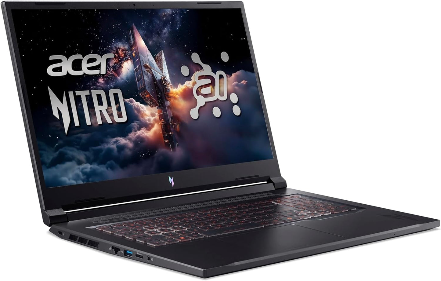 Acer Nitro V 17 AI (ANV17-41-R0BS) Gaming Laptop, 17" FHD IPS 144Hz Display, AMD Ryzen 7 260, 16 GB RAM, 1 TB SSD, NVIDIA Geforce RTX 5060, Windows 11, QWERTZ Tastatur, Schwarz