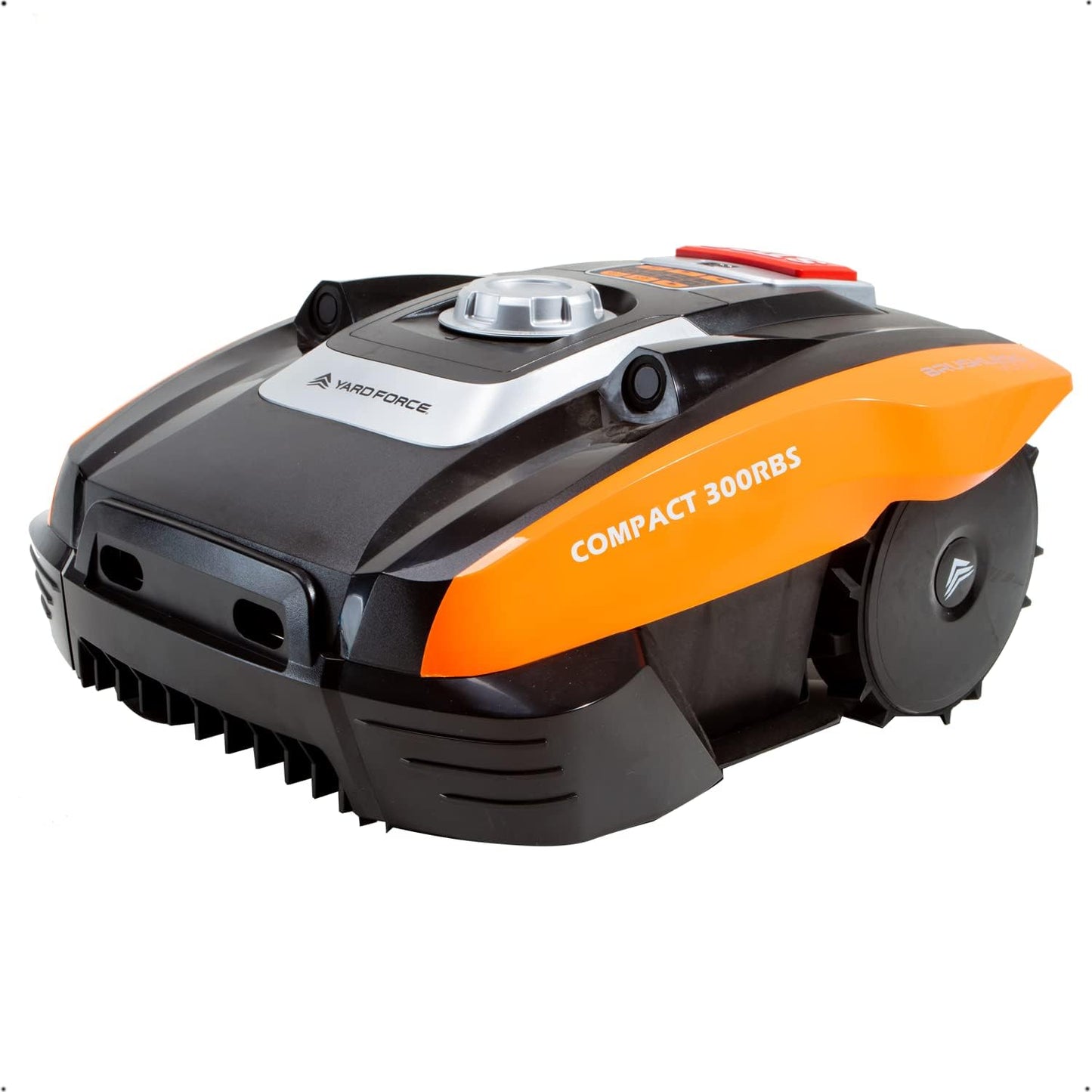 YARD FORCE Compact 300RBS, Mähroboter Bis 300 Qm Rasenfläche, Iradar, Ultraschallsensoren, Bürstenloser Motor, Einfache Bedienung, Bluetooth- Und App-Steuerung, 30% Steigung, 20V / 2,0Ah Li-Ion Akku