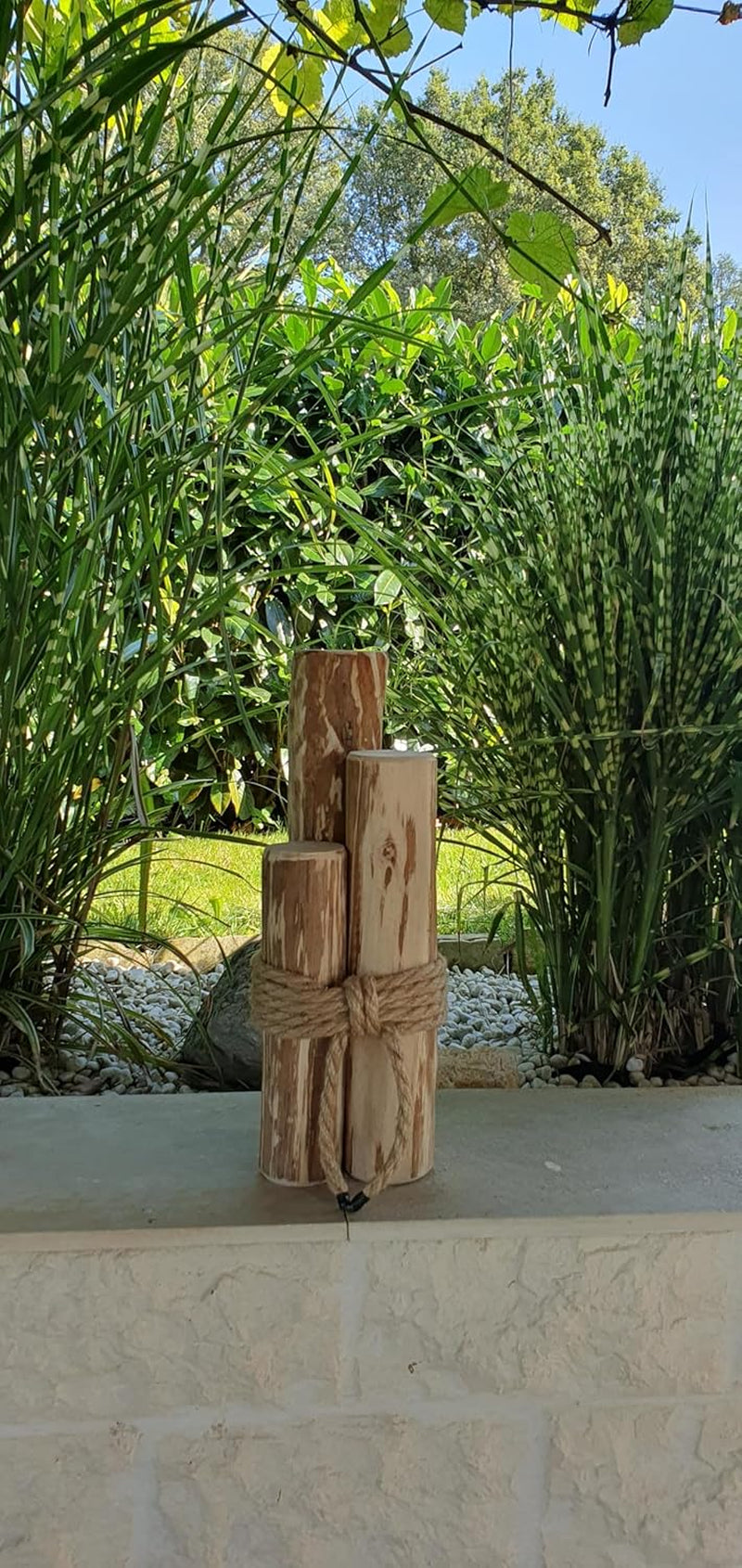 Nature LOUNGE Maritime Windlichtsäulen Aus Haselnuss - Naturholz Dekoration Haus Und Garten (60 Cm)