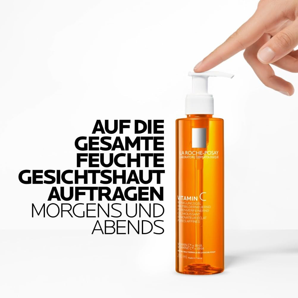 La Roche Posay Pure Vitamin C Purifying Cleanser, Klärende Gesichtsreinigung Mit Vitamin C, Für Empfindliche Haut, Feuchtigkeisspendend, Ölfrei, Nicht-Komedogen, 200 Ml