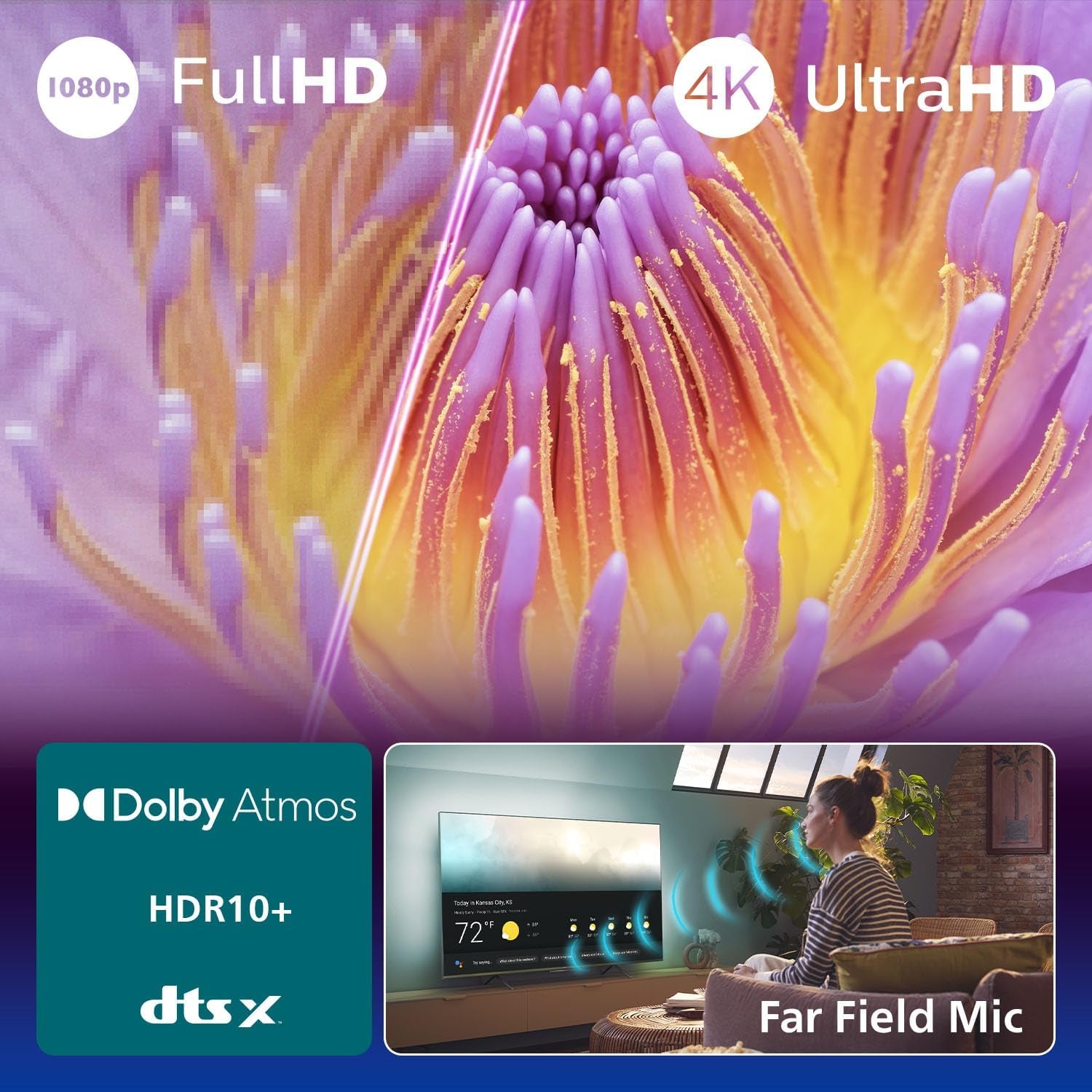 Philips Ambilight 65PUS8200 4K LED Smart TV - 65 Zoll Display Mit Pixel Precise Ultra HD, Titan OS, Dolby Vision Und Dolby Atmos Sound