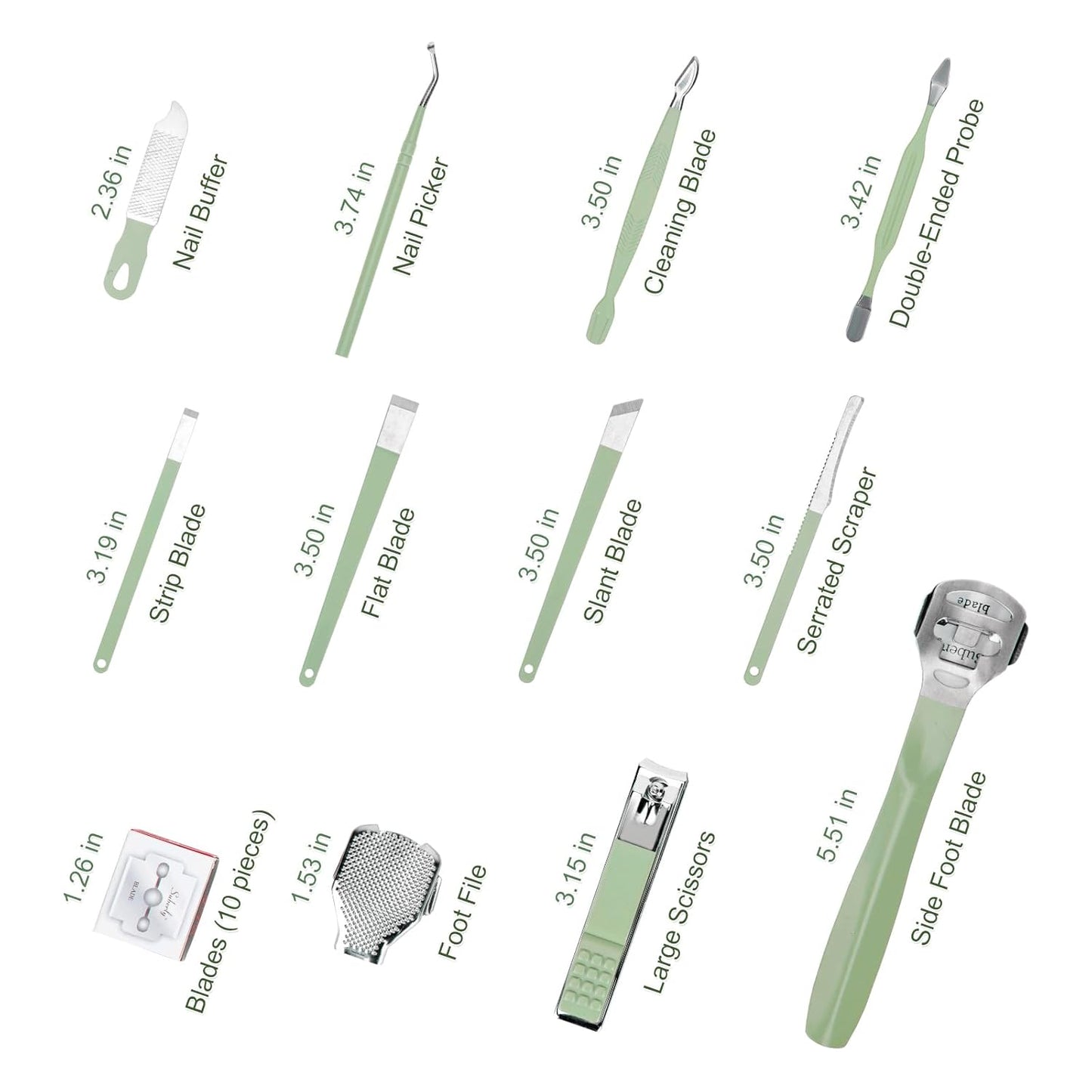 Madenia Nagelknipser Set Professionelle: 35 in 1 Tragbaren Maniküre Pediküre Set Für Zuhause & Reisen, Edelstahl Nagelknipser Beauty Nagelpflege Werkzeuge Kit Für Männer Und Frauen (Grün)