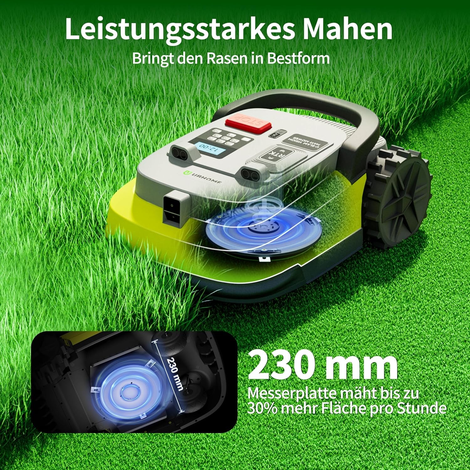 M10 Rasenmäher Roboter, Mähroboter Ohne Begrenzungskabel Für Rasenflächen Bis 1000M², Vision+Rtk Fusion-Mapping ,Smart-Navigation, Hindernisvermeidung, App-Steuerung