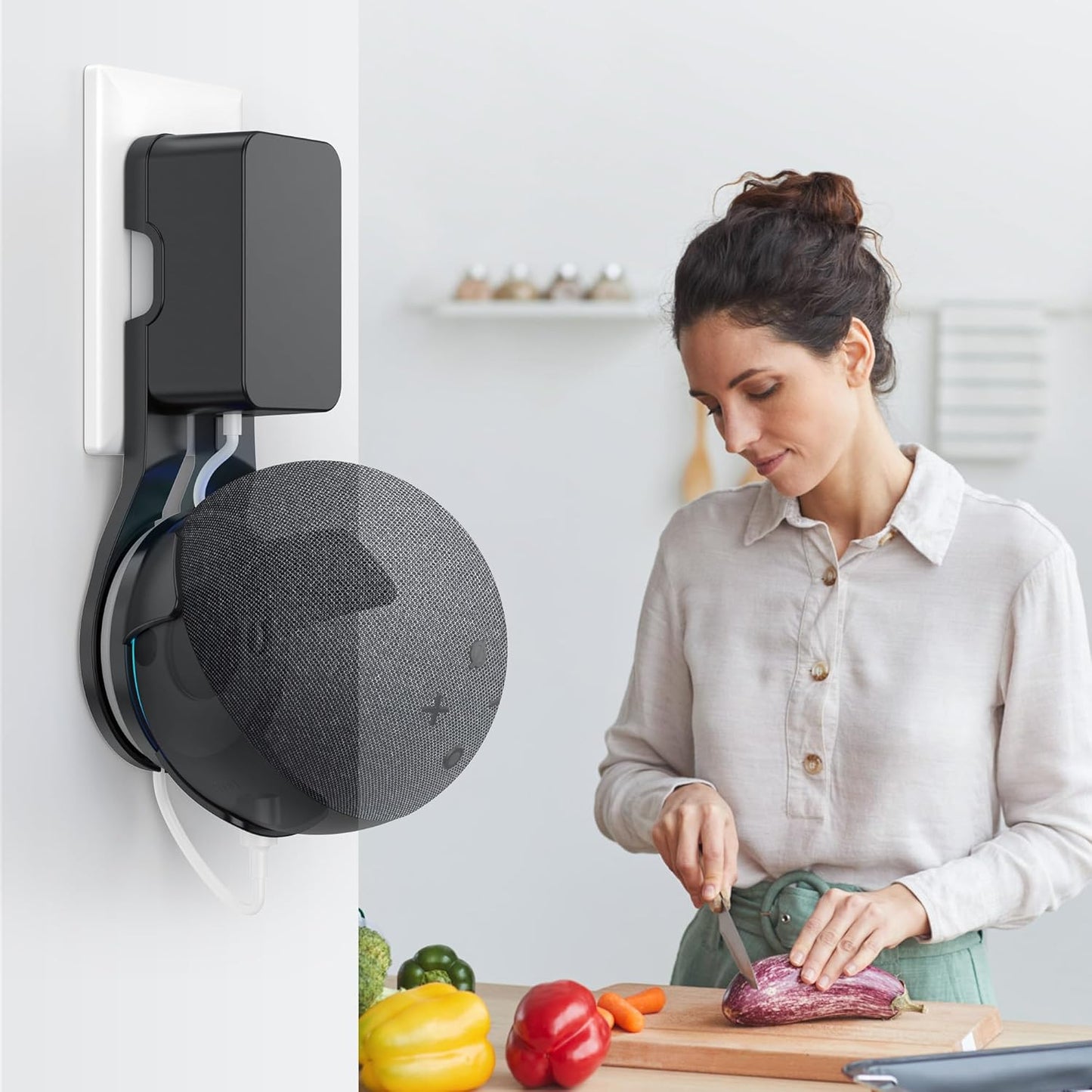 Plusacc Steckdosenhalterung Für Echo Dot 5. Generation - Wandhalterung Halterung Keine Schrauben Notwendig (Schwarz)