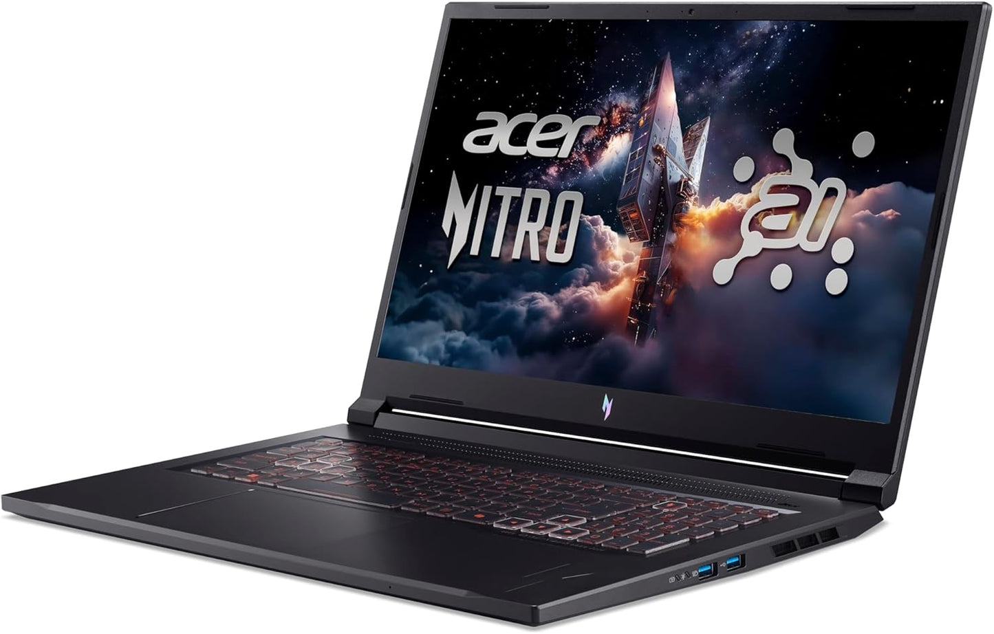 Acer Nitro V 17 AI (ANV17-41-R0BS) Gaming Laptop, 17" FHD IPS 144Hz Display, AMD Ryzen 7 260, 16 GB RAM, 1 TB SSD, NVIDIA Geforce RTX 5060, Windows 11, QWERTZ Tastatur, Schwarz