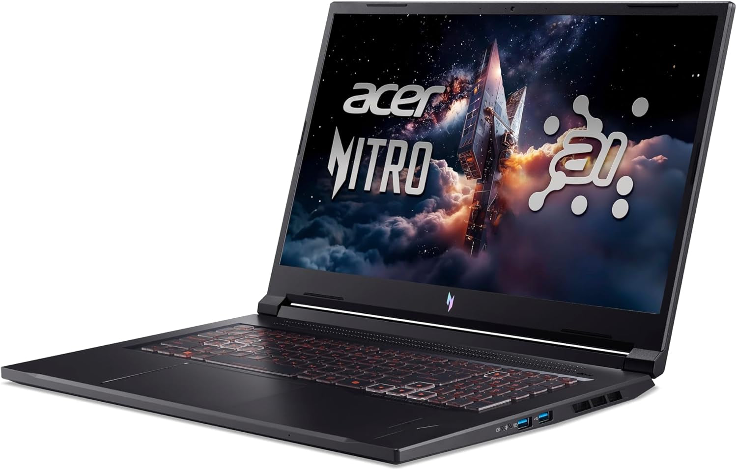 Acer Nitro V 17 AI (ANV17-41-R0BS) Gaming Laptop, 17" FHD IPS 144Hz Display, AMD Ryzen 7 260, 16 GB RAM, 1 TB SSD, NVIDIA Geforce RTX 5060, Windows 11, QWERTZ Tastatur, Schwarz