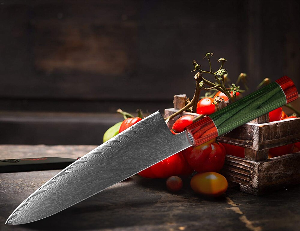 XITUO Damascus Chef Knife 8 Angle Handle Professional Japan vg10 Damascus Steel Kitchen Slice Cut Meat Cleaver Fish Sushi Knife
