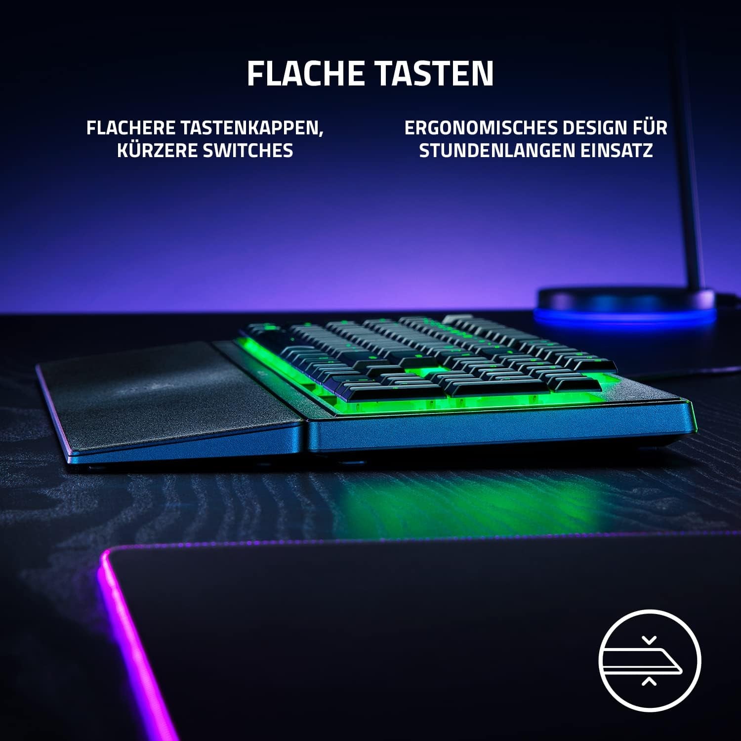 Razer Ornata V3 X - Flache Membran-Tastatur Mit Chroma RGB (Lautlose Membran-Switches, Ergonomische Handballenauflage, Tastenkappen Anti-Uv-Beschichtung) QWERTZ De-Layout | Schwarz