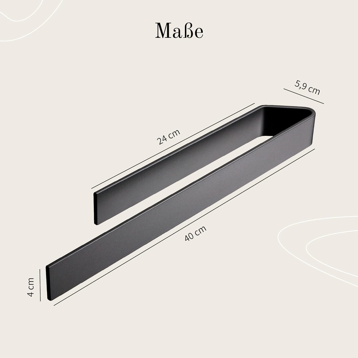 Designfabrik Hamburg Handtuchhalter Ohne Bohren | Handtuchhalter Wand Für Bad & Küche | Handtuchring | Wandhalter Selbstklebend Für Badezimmermöbel | Handtuchhalter Schwarz 40 Cm | Modernes Design