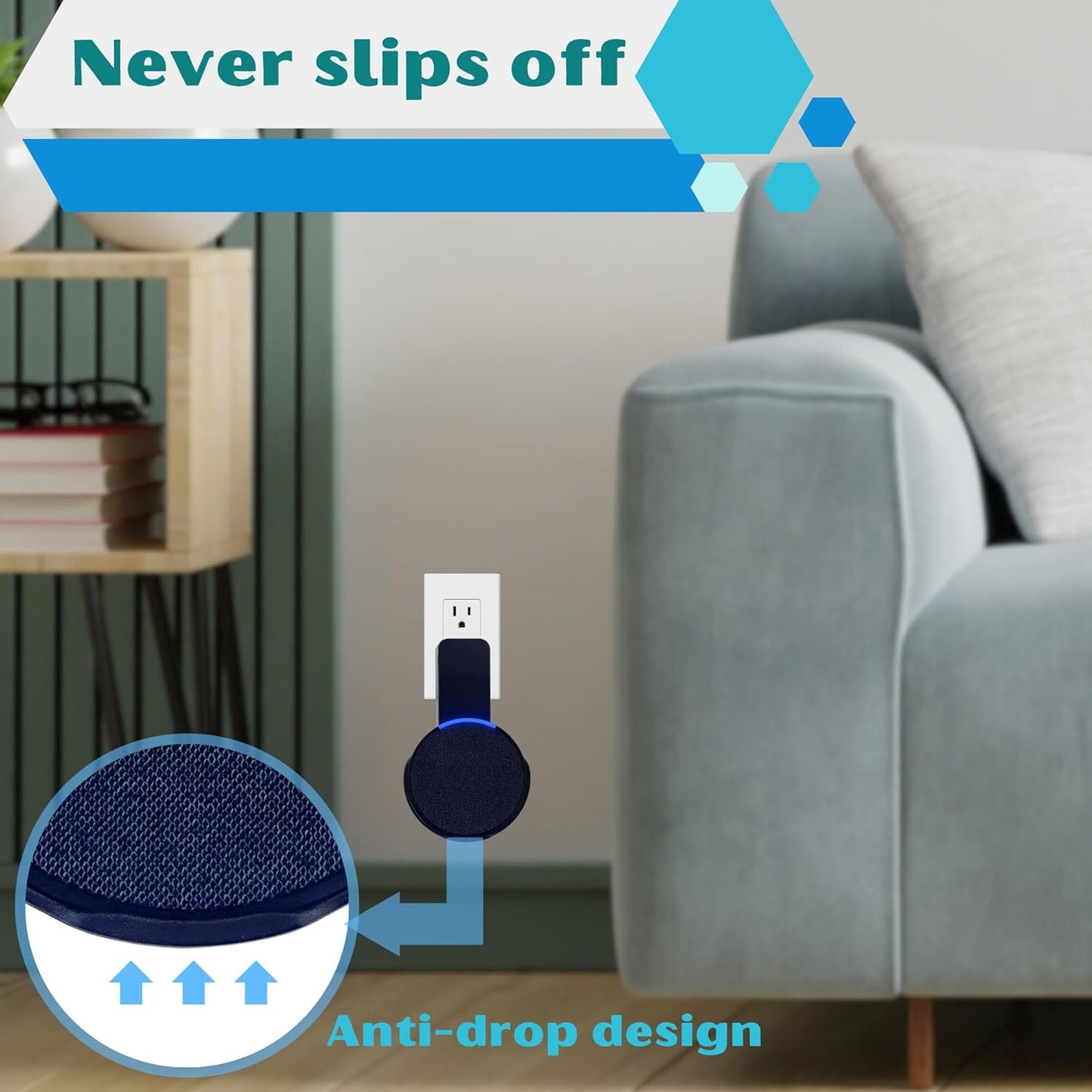 Sintron Lautsprecher Wandhalterung Für Echᴏ Pop, Platzsparend Halterung, Keine Bohren Erforderlich, Integriertem Kabelmanagement, Für Wohn & Schlafzimmer, Küche, Kompatibel Mit Google Nest (Schwarz)