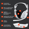 Logitech G Astro A50 LIGHTSPEED Kabellose Gaming-Headset + Basisstation (Gen 5), PRO-G GRAPHENE, 3-System-Umschaltung, USB-C Für Xbox, PS5, Pc/Mac Oder Nintendo Switch & Switch 2, Bluetooth - Weiß