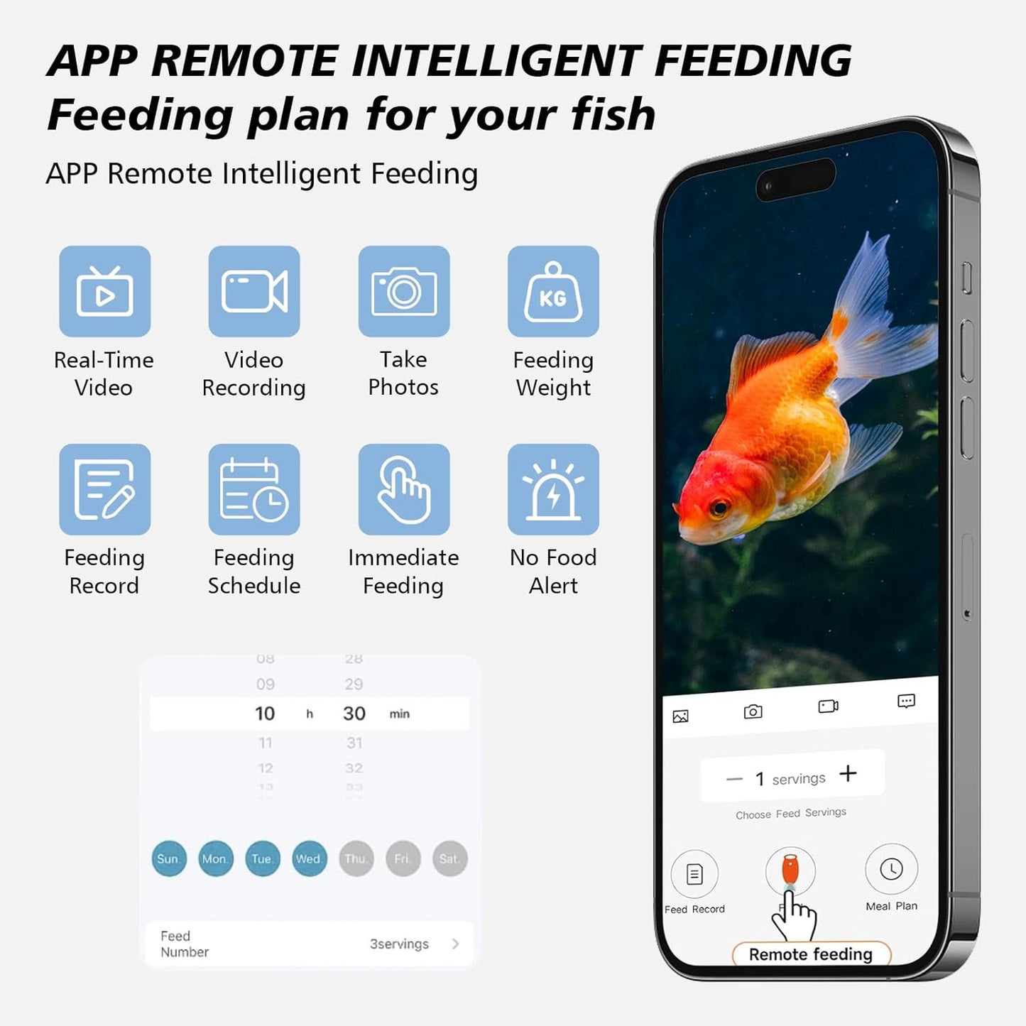 Smart Futterautomat Aquarium Automat Fische Futterspender Mit 2.5K Kamera, App-Steuerung Über Wifi/Wlan Große, 230ML Groß Kapazität Fischfutter Feeder, Feuchtigkeitsbeständiger Urlaubsfutterspender