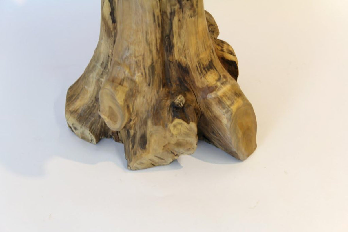 Kinaree Holz Beistelltisch ALOR Setar - Durchmesser Ca. 50-55Cm Beistelltisch Aus Teak Massivholz in Rustikaler Optik, Mit Tischplatte Aus Wurzelholz Baumscheibe (50X50X50Cm)