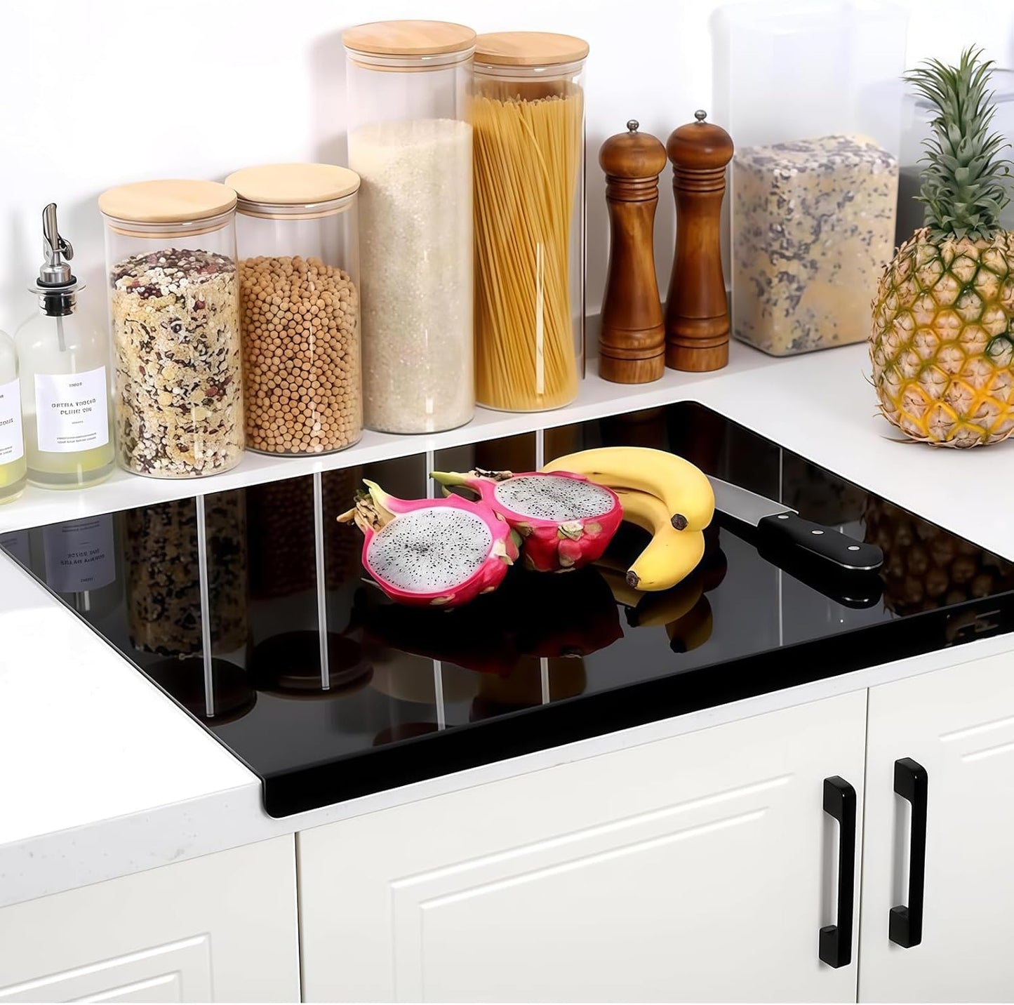 Schneidebrett Acryl, Arbeitsplatte Küche 40X30Cm, Schneidebretter, Küchenarbeitsplatte Arbeitsplattenschoner Mit Anschlagkante, Durchsichtige Und Anti-Rutsch Frühstücksbrettchen, Küchenutensilien