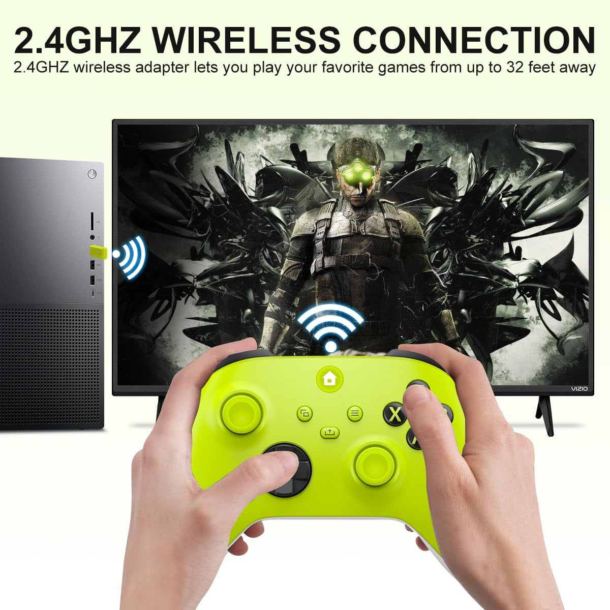 Xbox Controller Wireless Für Xbox One, Xbox Series X/S, Xbox One X/S,Wireless Controller Mit 2.4Ghz Wireless Adapter,Mit 3.5Mm Kopfhörerbuchse,Gelb
