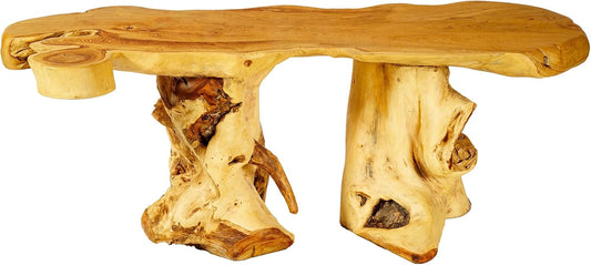 Windalf Rustikale Holzbank AREDHEL 138 Cm Garten-Sitzbank Handarbeit Wurzelholz