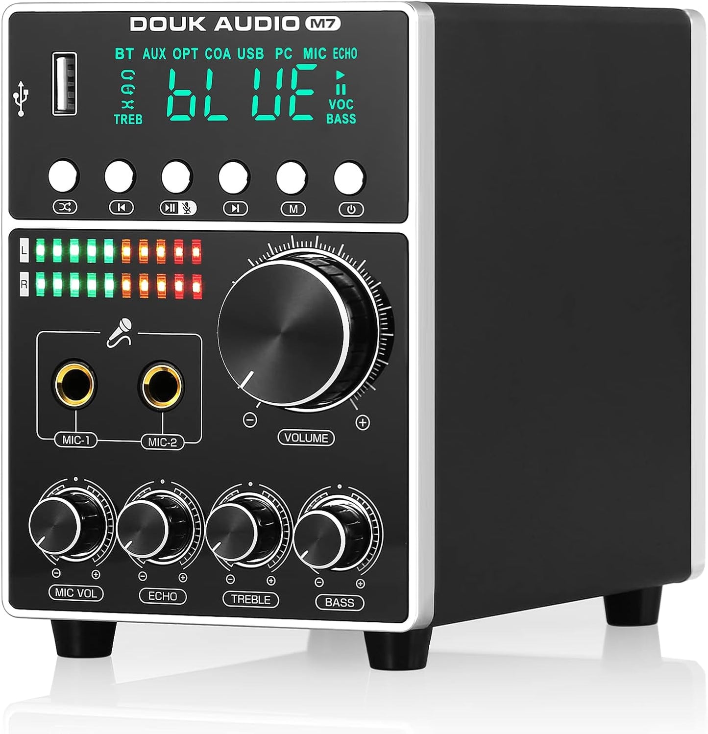 Hifi Dual MIC Digital Verstärker Bluetooth Empfänger USB Player S/PDIF Audio Power Amplifier Karaoke-Verstärker Mit Mikrofon (Ac-Eingang)