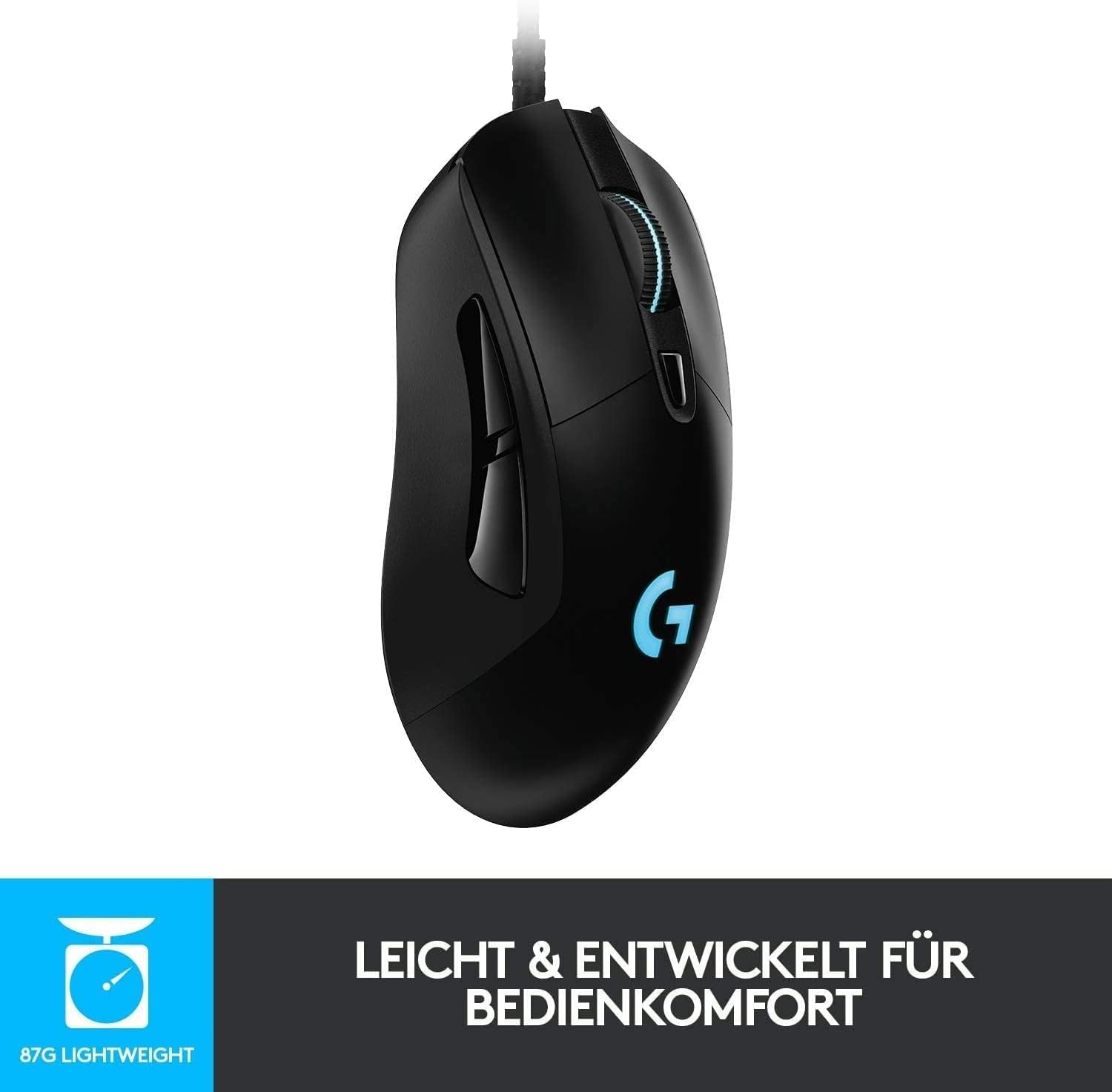 Logitech G403 HERO Gaming-Maus Mit HERO 25K DPI Sensor, LIGHTSYNC RGB, Geringes Gewicht Von 87G Und Optionales 10G Gewicht, Geflochtenes Kabel, Pc/Mac - Schwarz