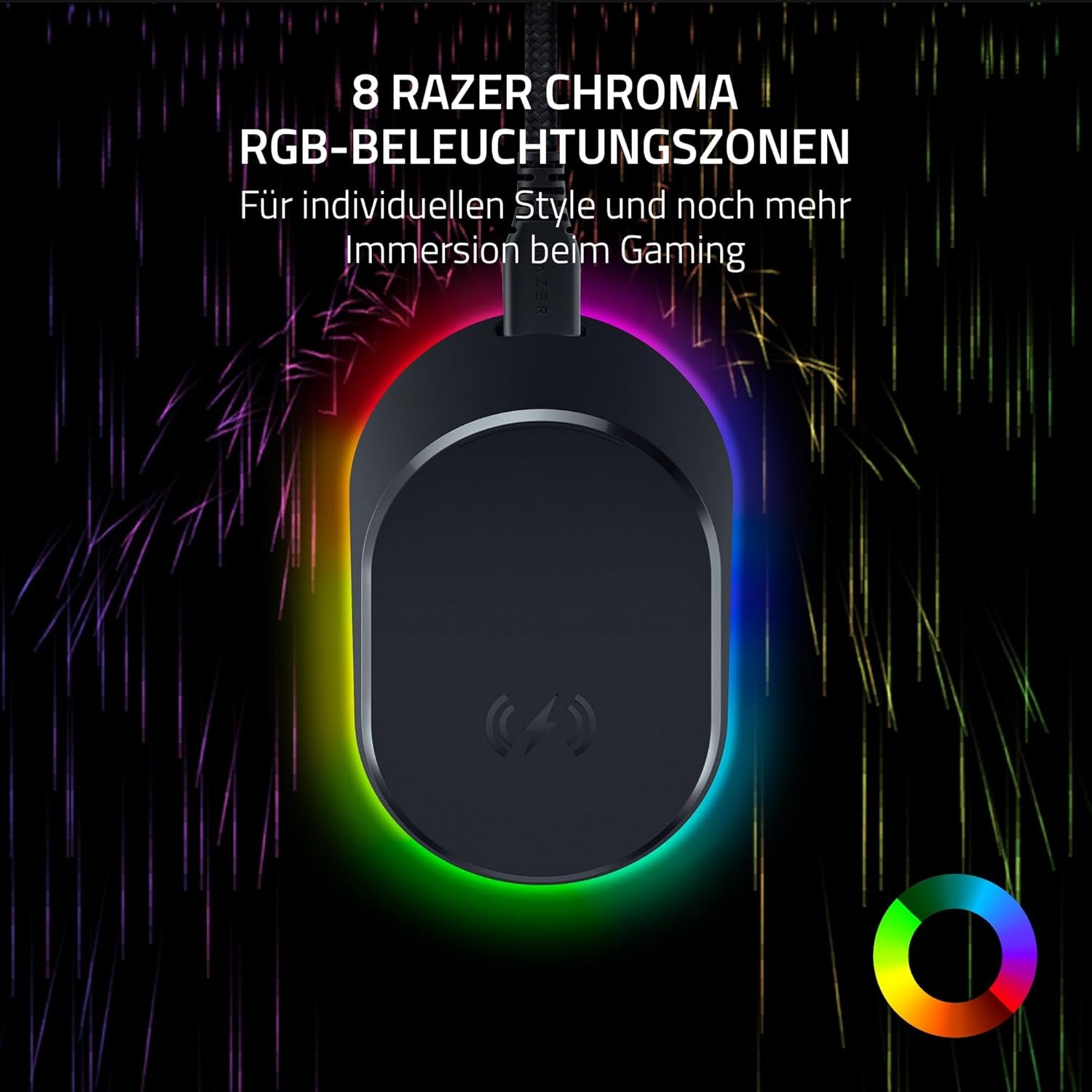 Razer Mouse Dock Pro & Charging Puck - Magnetische Drahtlose Ladestation & Akku (Hyperspeed 4K Hz, 8 RGB Chroma Beleuchtung & Modul Für Kompatible Razer Mäuse) Schwarz
