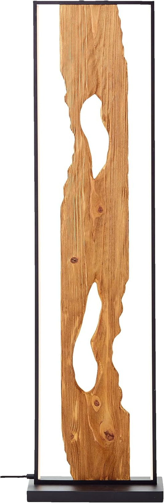 Lightbox LED Stehlampe | 120 Cm | Holz Standleuchte Mit Fuß-Druck-Schalter & LED Profilband | Wohnzimmer Deko Lampe | Aus Aluminium/Metall/Kiefernholz in Schwarz | Contemporary/Industrial Style