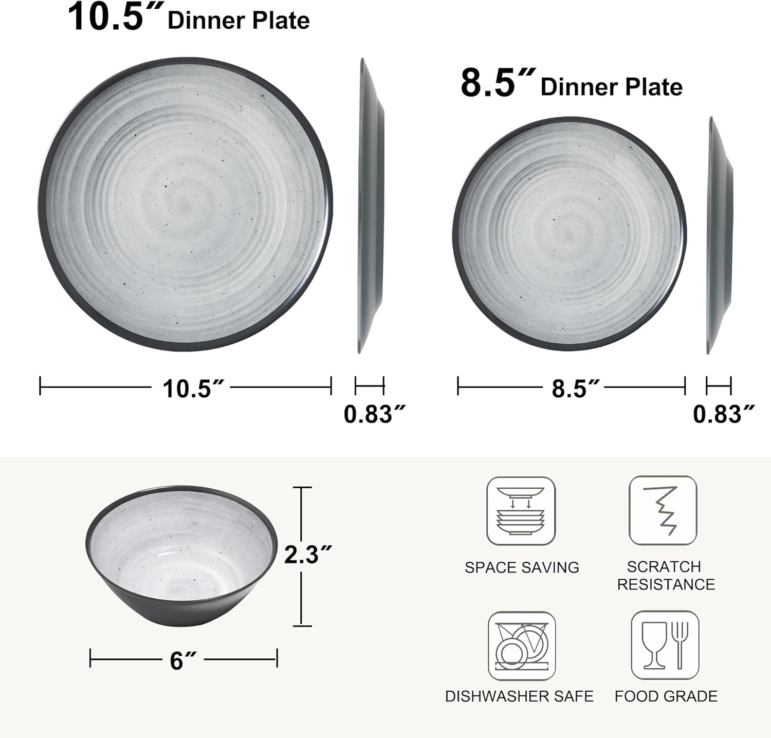 24PCS Melamin Geschirrset Für 4 Personen, Campinggeschirr Teller Set - Tafelservice Für Outdoor & Indoor
