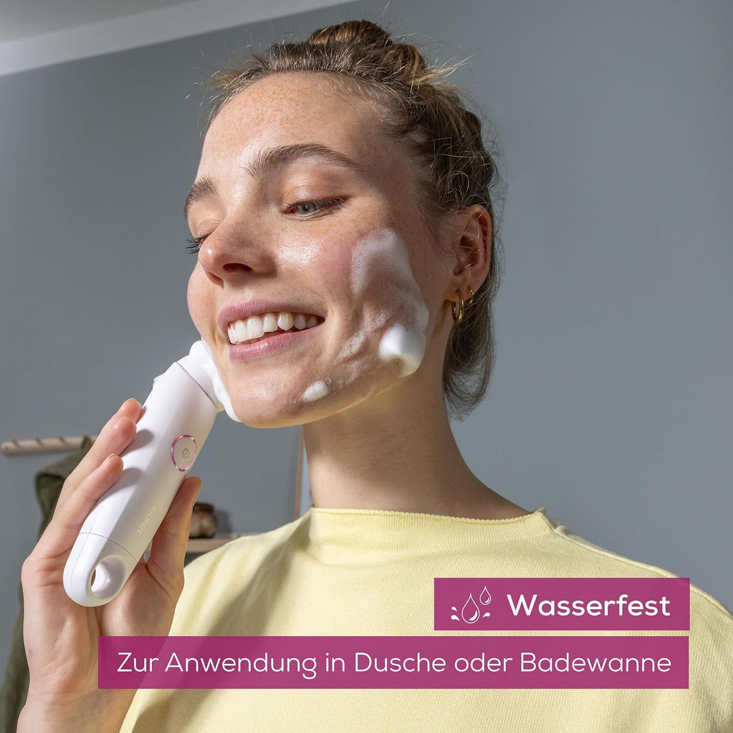 Beurer FC 45 Gesichtsbürste, Tiefenreinigung Für Spürbar Weichere Haut, 2-Stufige Rotation Für Jeden Hauttyp, Wasserfest, Weiß