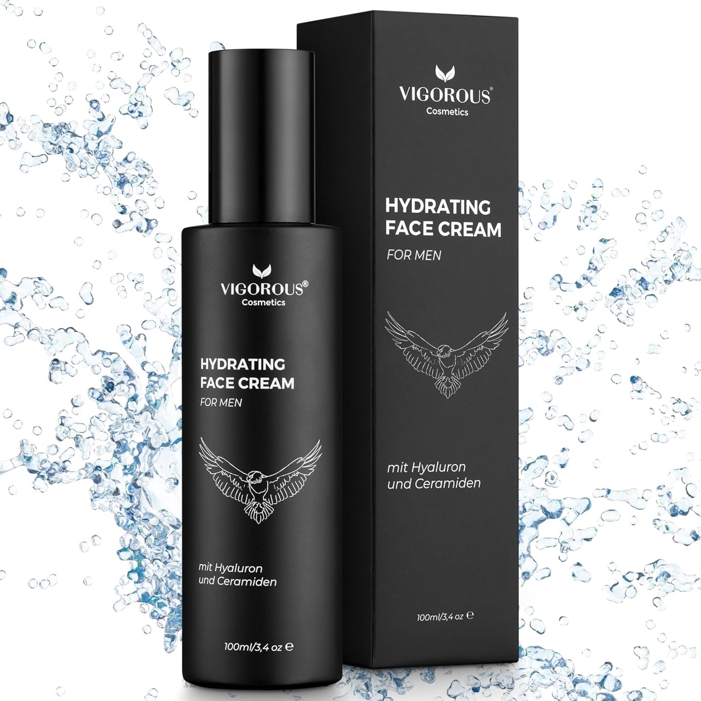 VIGOROUS® Gesichtscreme Männer -100 Ml Feuchtigkeitscreme Gesicht Als Tages- Und Nachtcreme - anti Aging Gesichtspflege Männer Mit Hanföl + Hyaluron - Moisturizer Face - Skin Care for Men