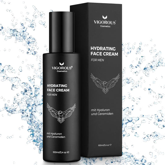 VIGOROUS® Gesichtscreme Männer -100 Ml Feuchtigkeitscreme Gesicht Als Tages- Und Nachtcreme - anti Aging Gesichtspflege Männer Mit Hanföl + Hyaluron - Moisturizer Face - Skin Care for Men
