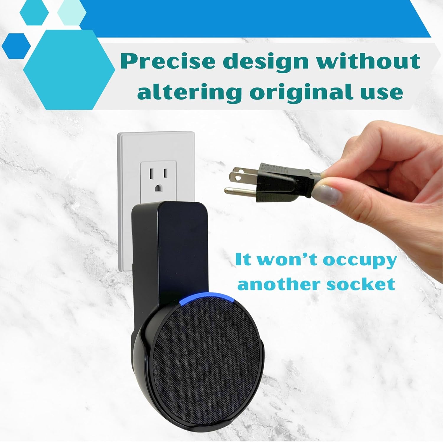 Sintron Lautsprecher Wandhalterung Für Echᴏ Pop, Platzsparend Halterung, Keine Bohren Erforderlich, Integriertem Kabelmanagement, Für Wohn & Schlafzimmer, Küche, Kompatibel Mit Google Nest (Schwarz)